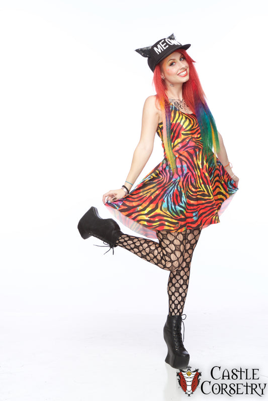 Small Colorful Stripe Skater Dress