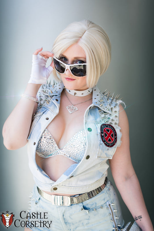 34C White Rhinestone Strapless Bra