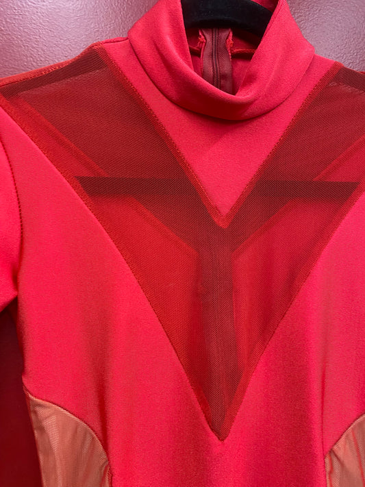 Small Red Mesh Cutout Catsuit