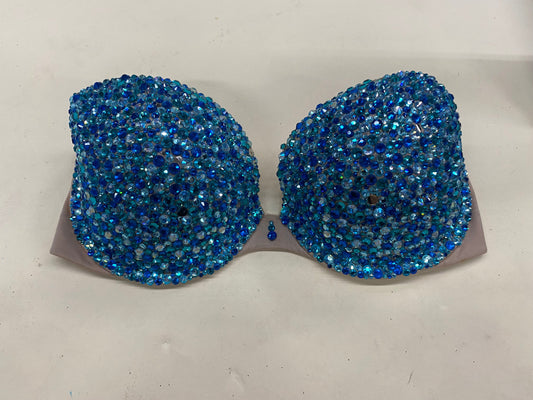 34C Blue Rhinestone Strapless Bra