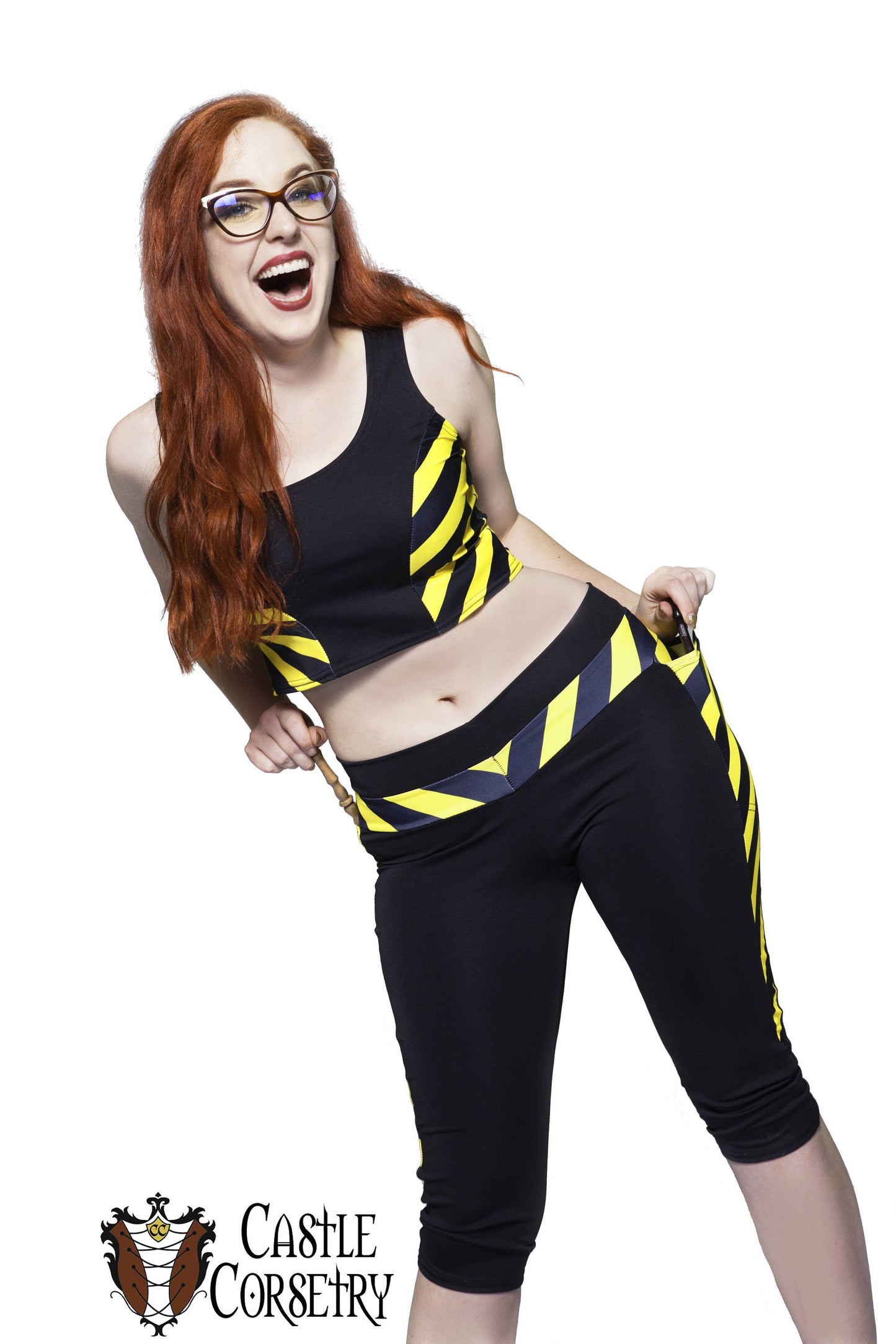 Small Yellow #BasicWitchWear Workout Capri Pants