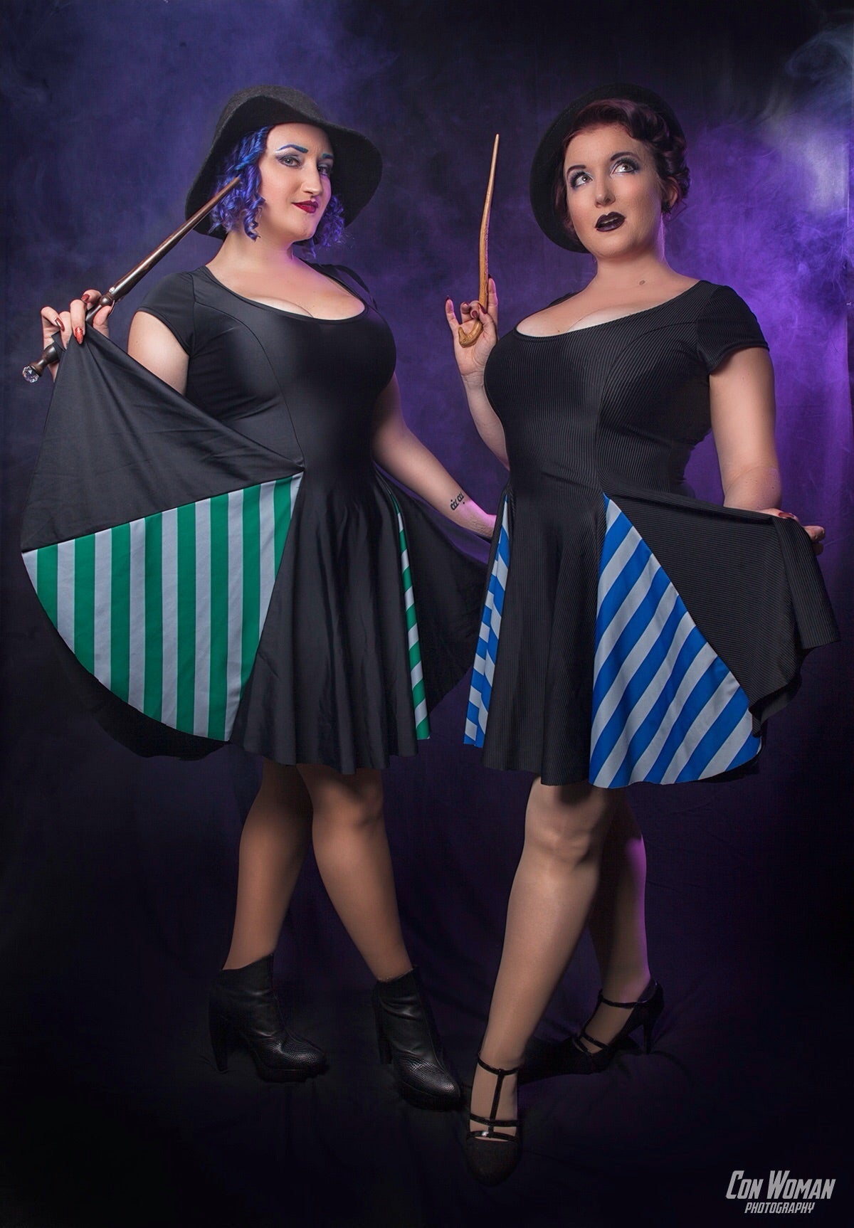 Large Blue Basic Witch Swing Dress