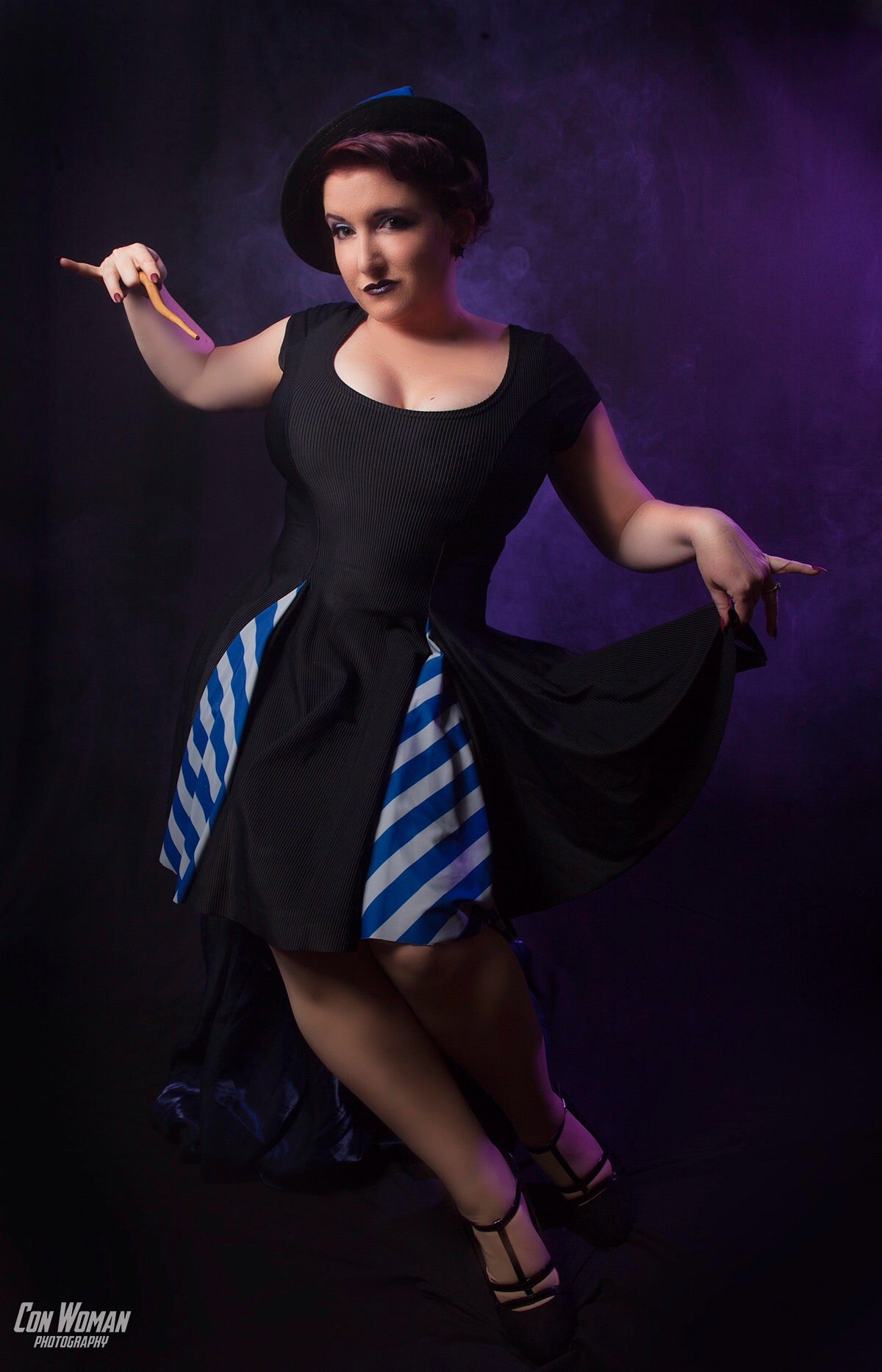 Large Blue Basic Witch Swing Dress