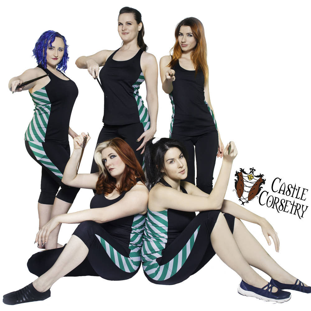 Green #BasicWitchWear Workout Capri Pants