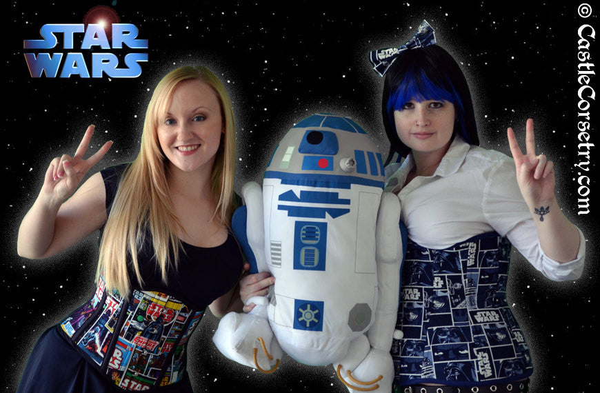 Droid Blue Squares Long Line Corset