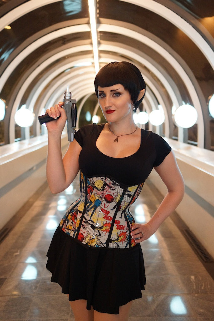 Final Frontier Comic Print Long Line Corset