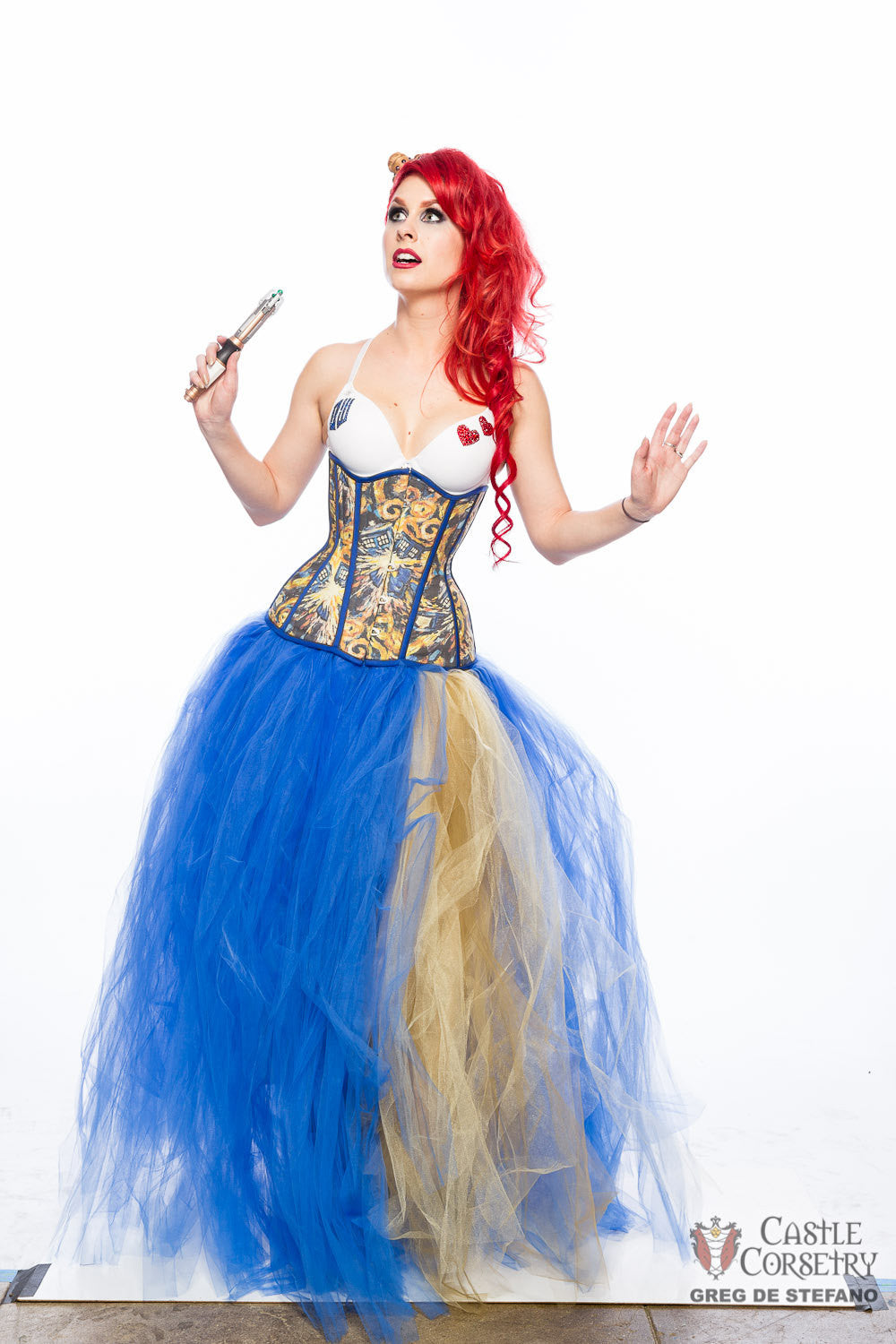 Van Gogh Exploding Police Box Long Line Corset