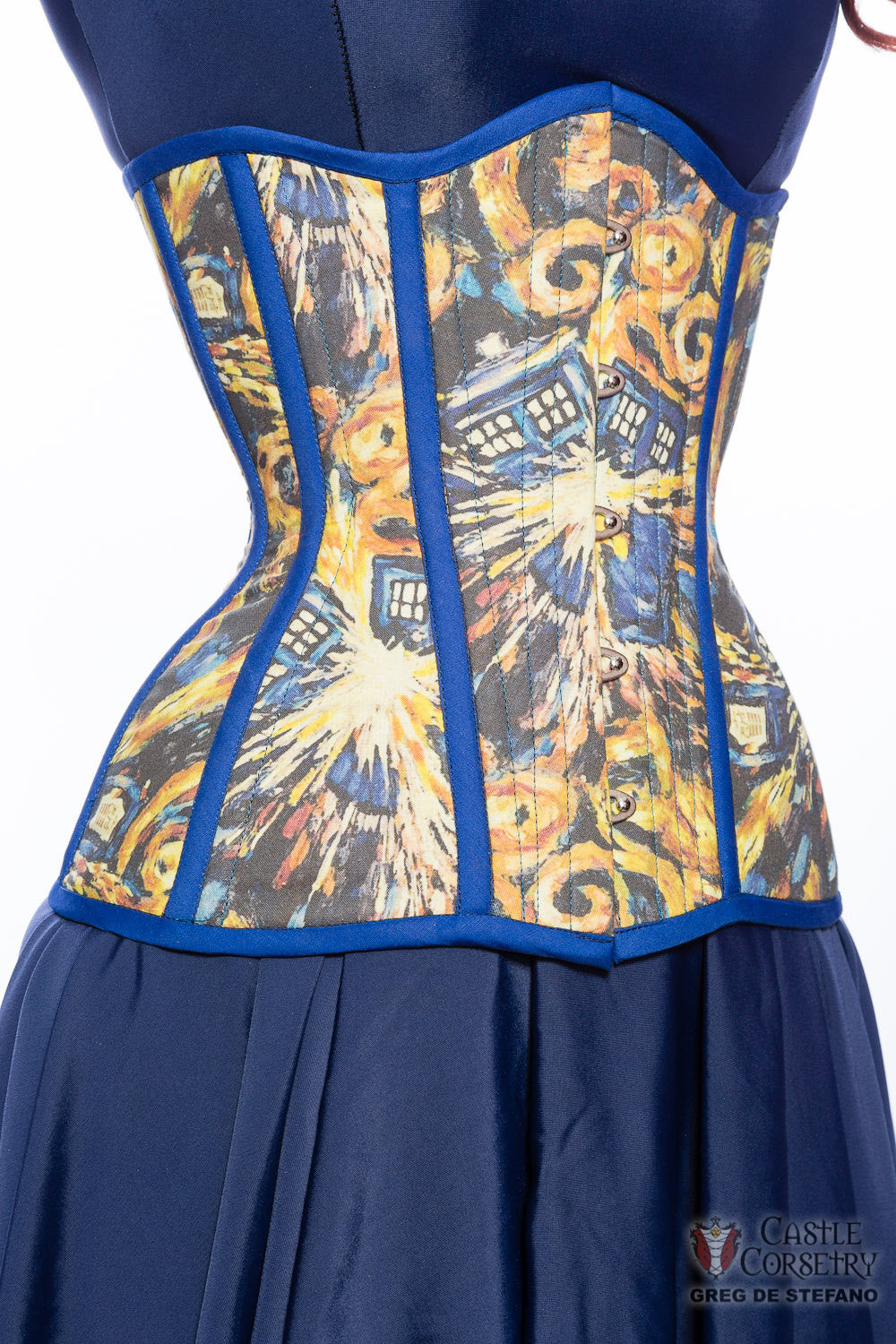 Van Gogh Exploding Police Box Long Line Corset