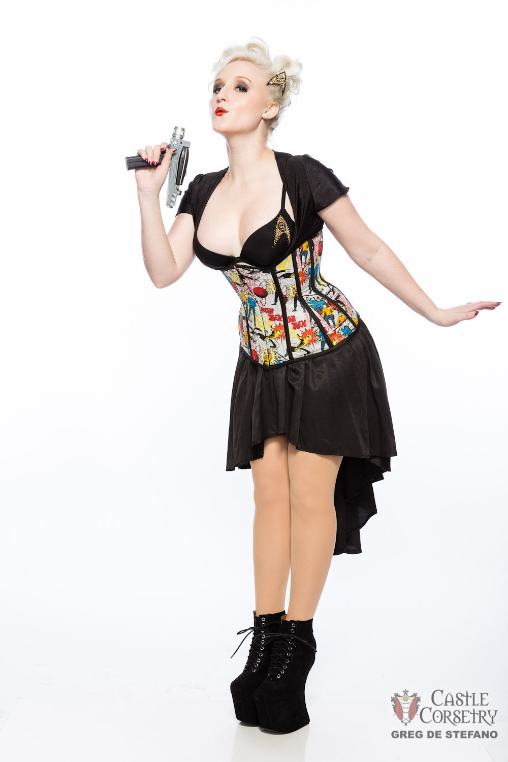 Final Frontier Comic Print Long Line Corset