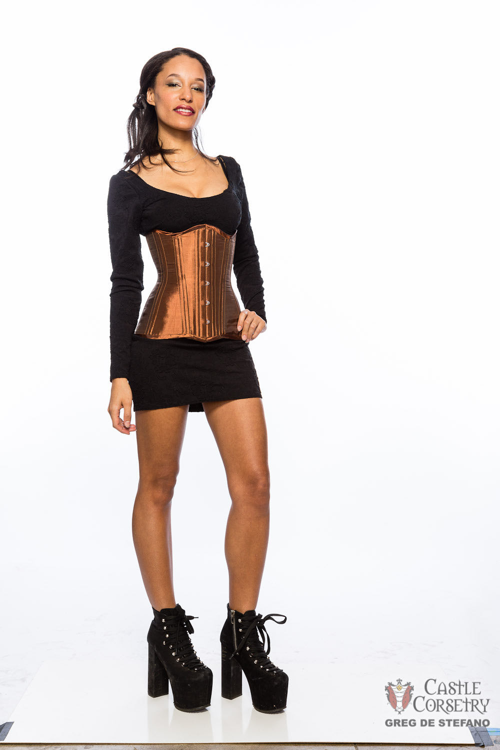 Longline Shirt With Faux Leather Corset