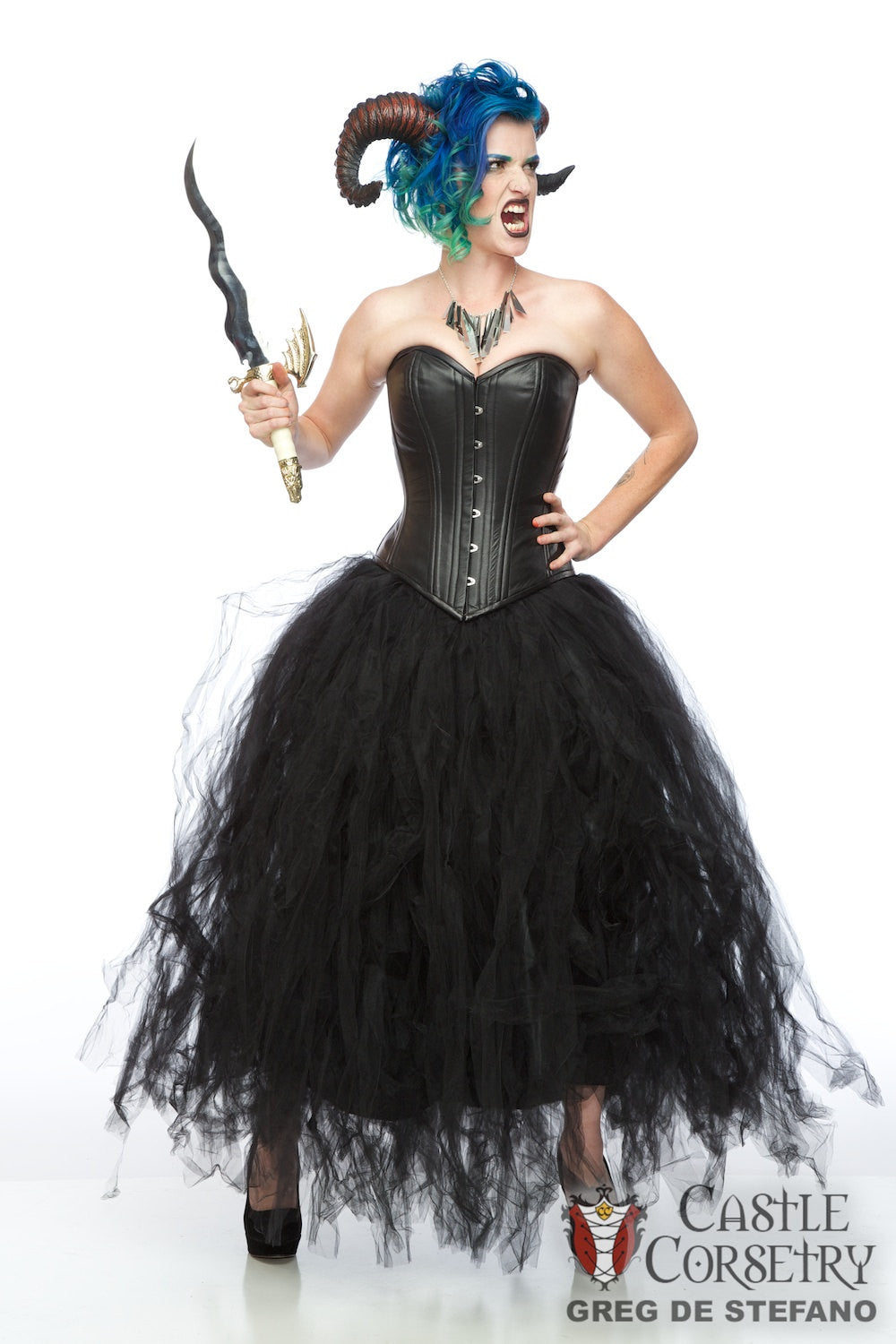 Black Leather Overbust Corset