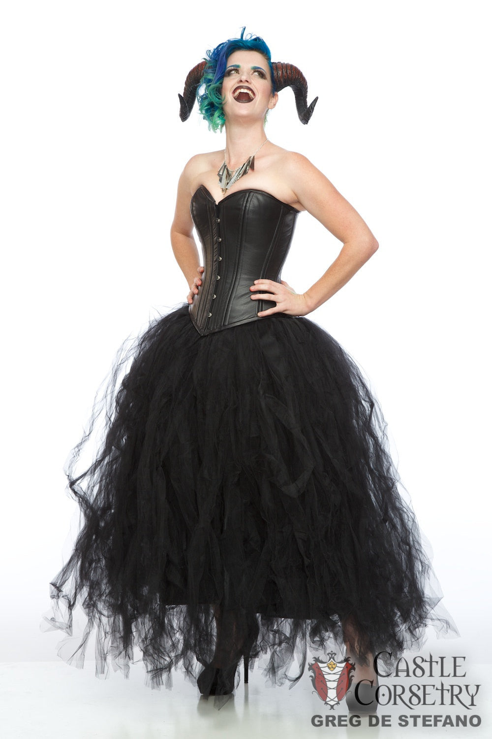 Black Leather Overbust Corset