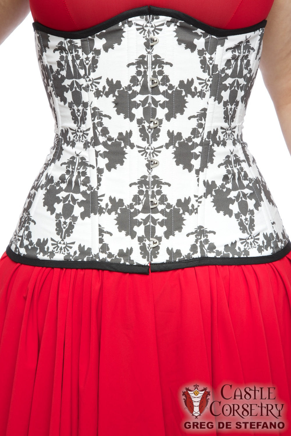 Gamer Damask Long Line Corset