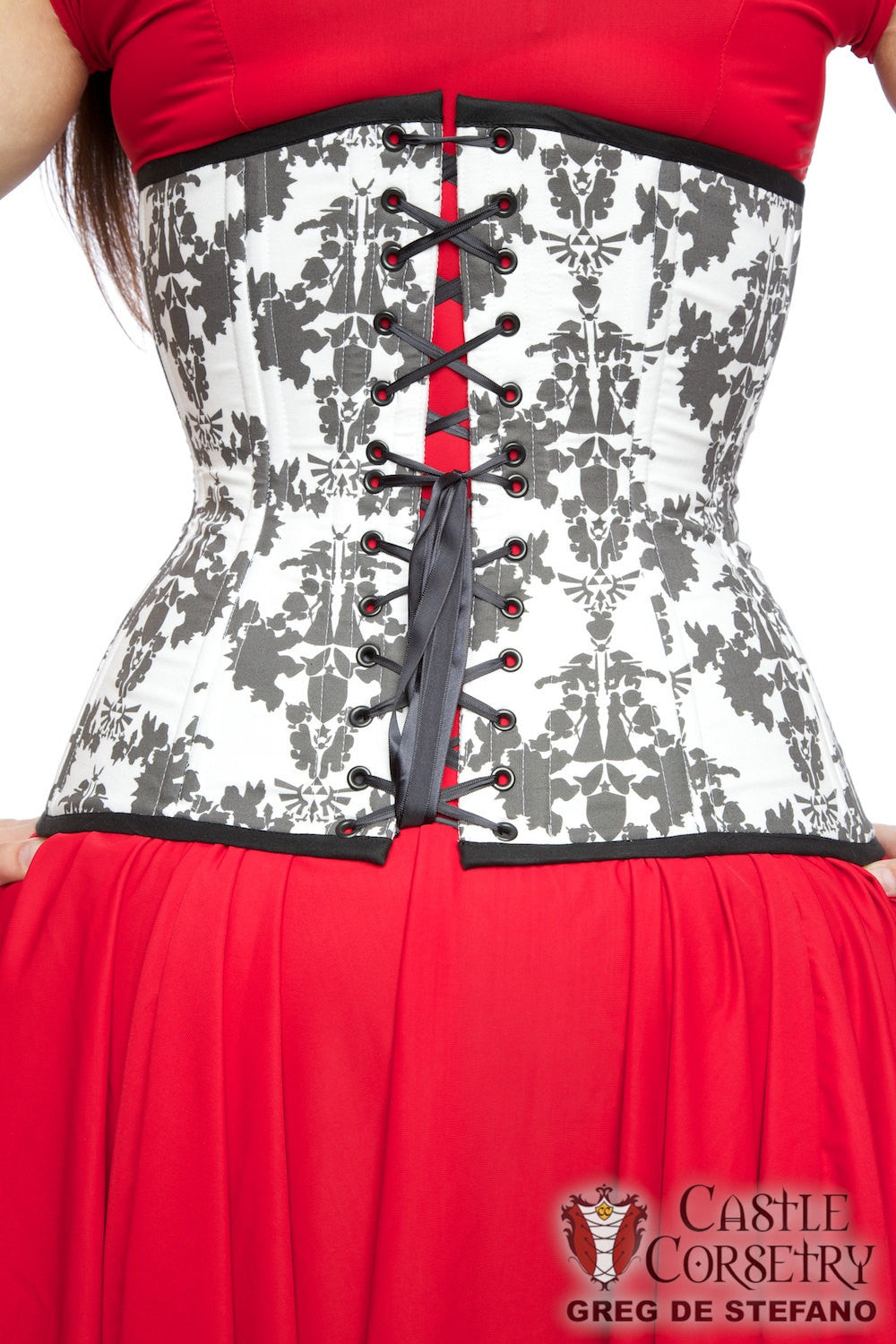 Gamer Damask Long Line Corset