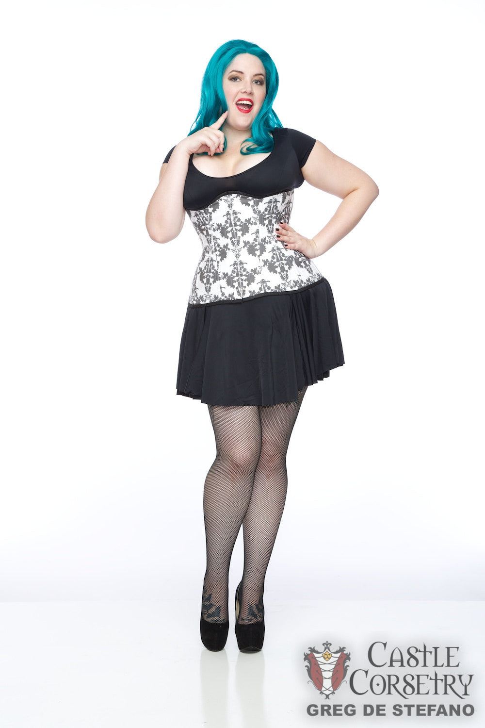 Gamer Damask Long Line Corset