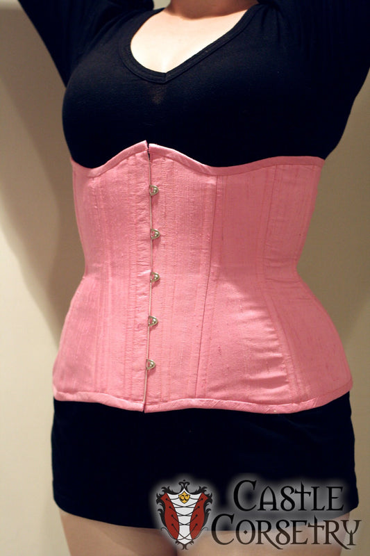 Pink Silk Long Line Waist-Training Corset