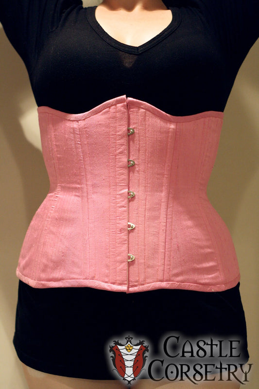 Pink Silk Long Line Waist-Training Corset