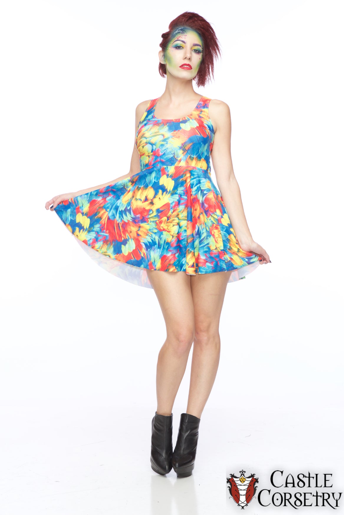 Small Colorful Flower Skater Dress