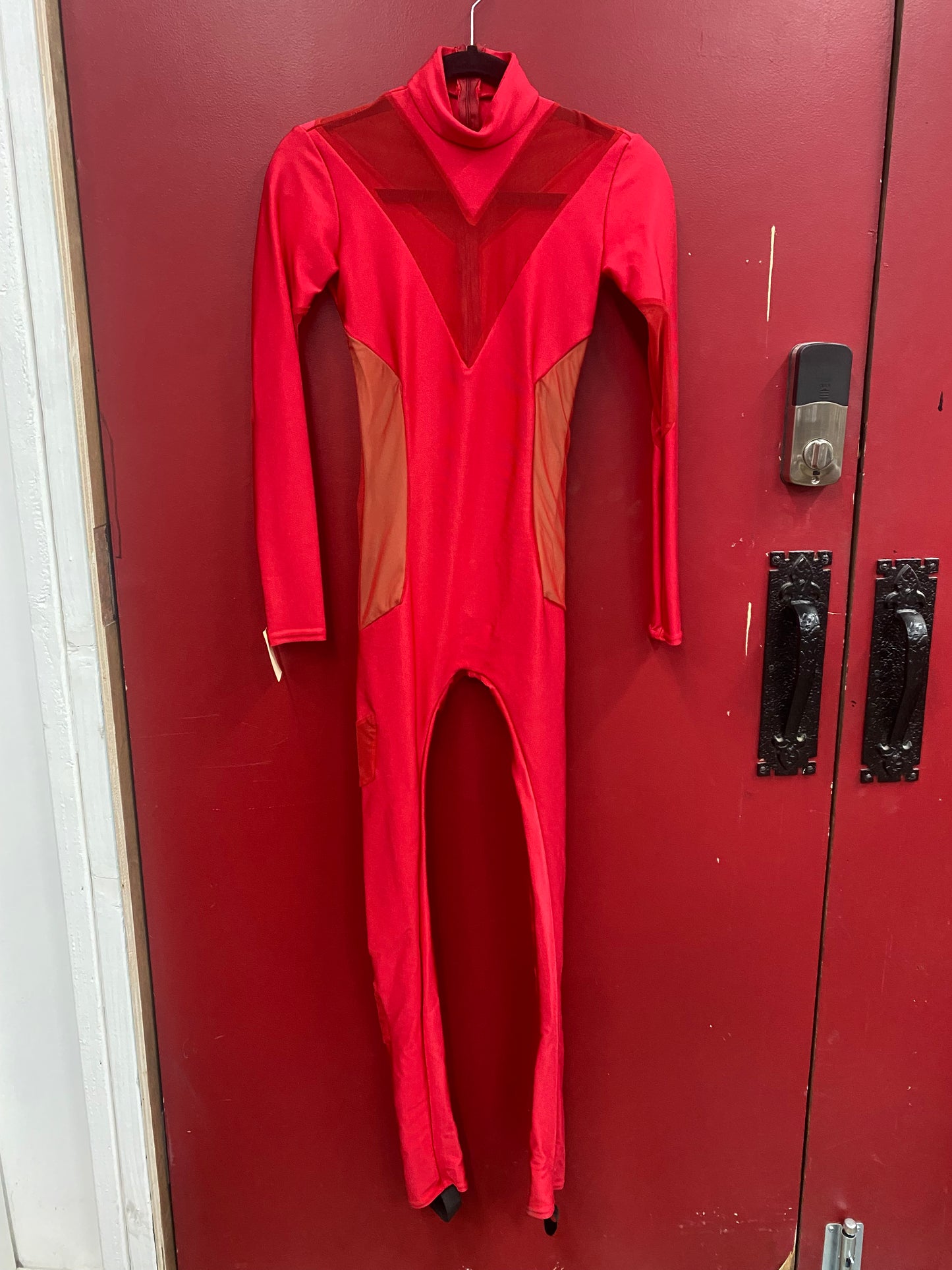 Small Red Mesh Cutout Catsuit