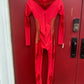 Small Red Mesh Cutout Catsuit