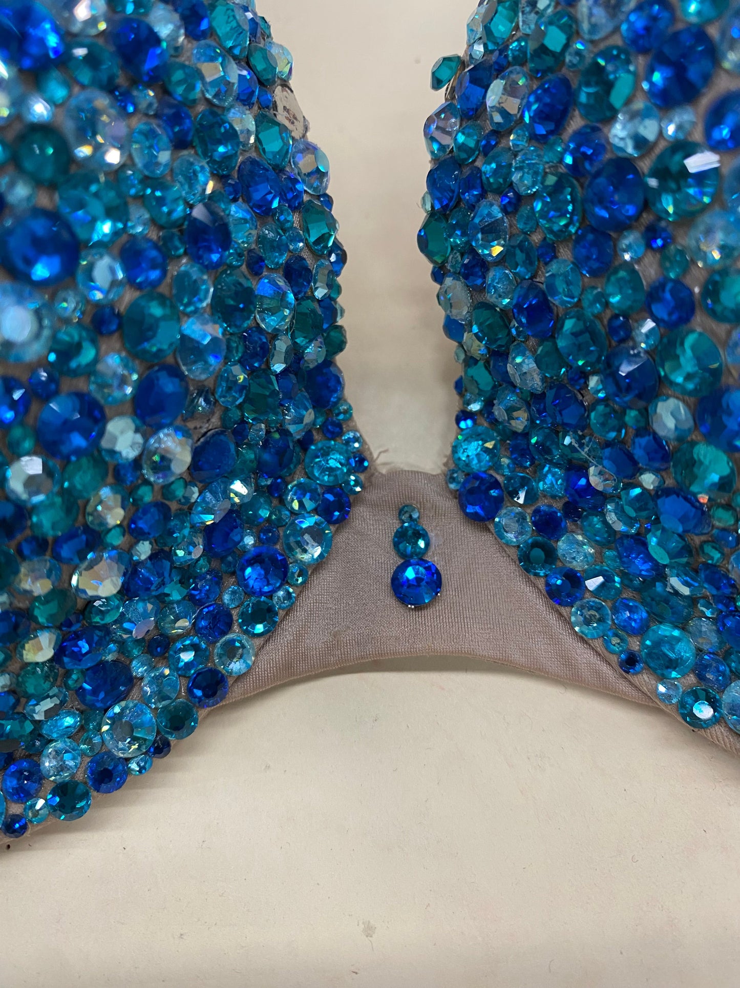 34C Blue Rhinestone Strapless Bra