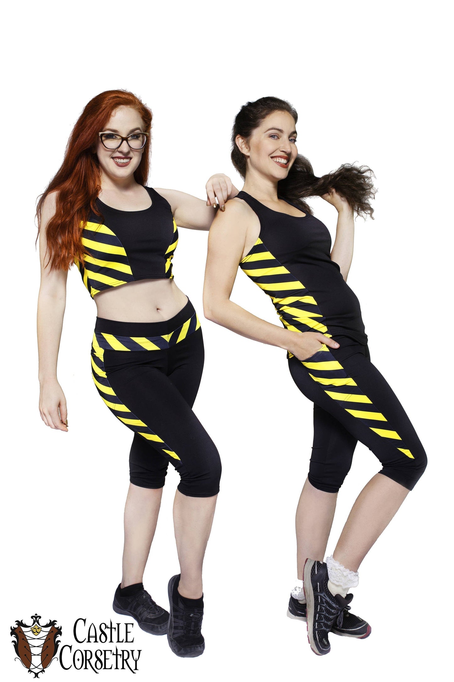 Large Yellow #BasicWitchWear Workout Capri Pants