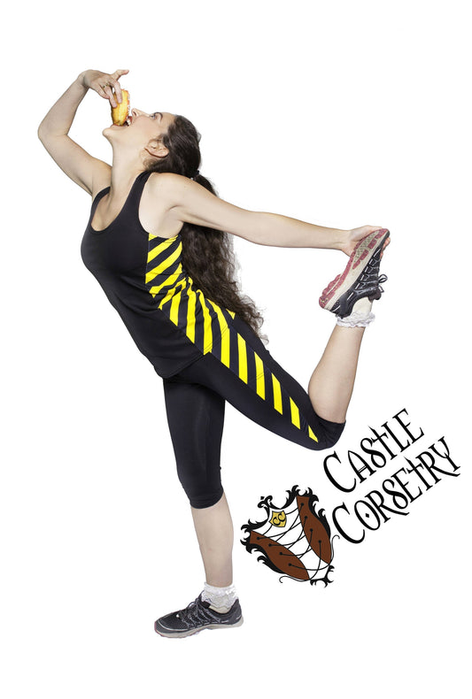 Large Yellow #BasicWitchWear Workout Capri Pants