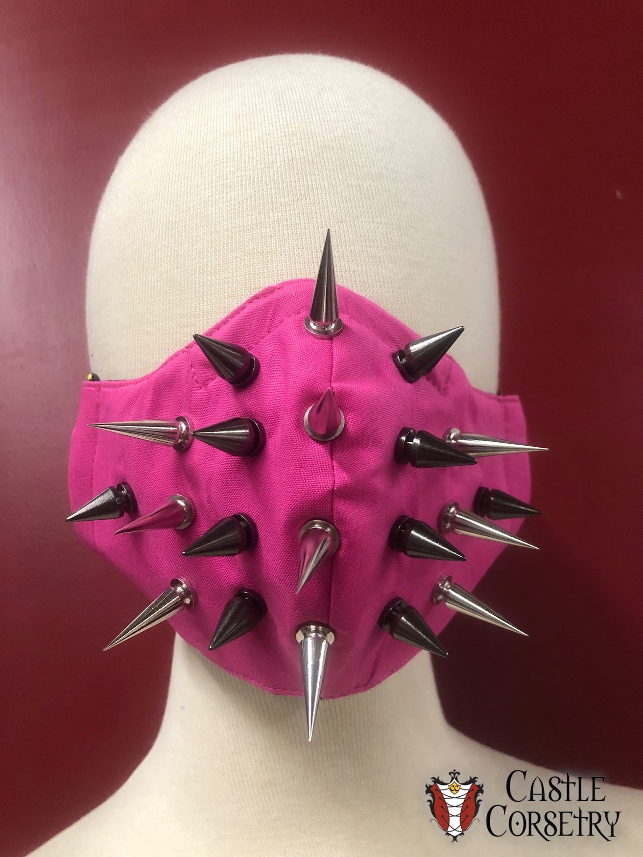 Hot Pink Spiked 'Face Mace' Mask