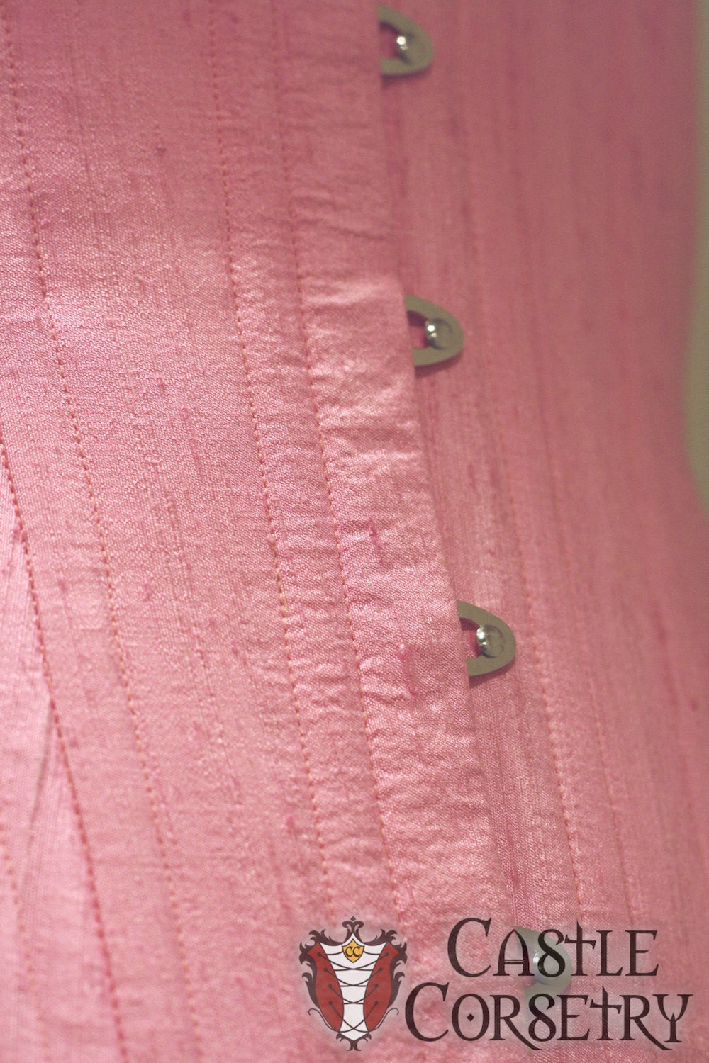Pink Silk Long Line Waist-Training Corset